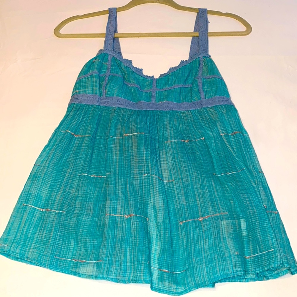 Free People Turquoise Open-Back Top